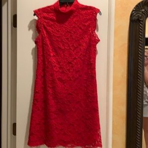 Nicole Miller Red Lace Mini Dress